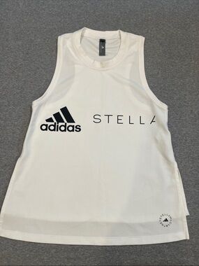 Adidas by Stella McCartney logo tank top. White with black lettering. Size XS.